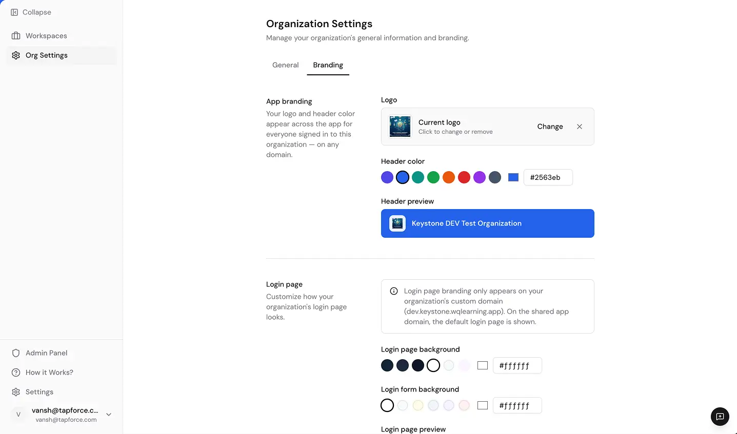 Custom Organization Branding and Login Customization in Keystone