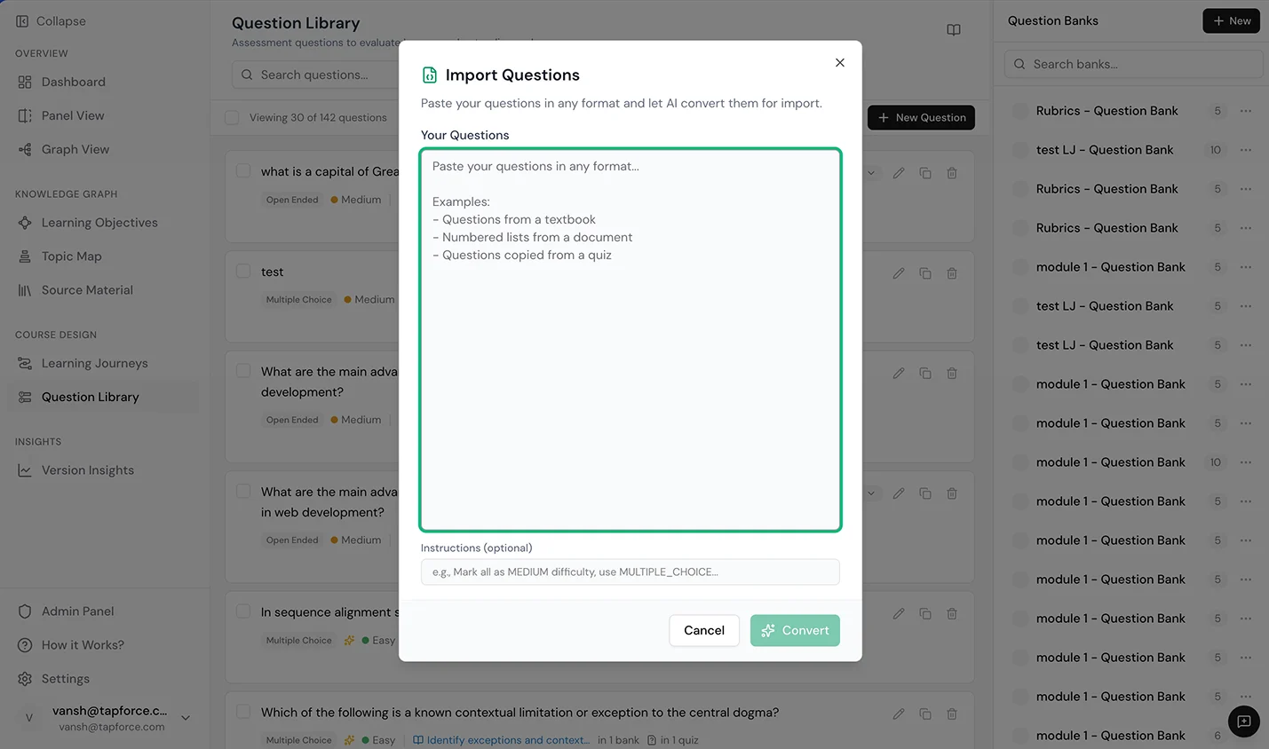 AI Question Import and Generation in Keystone